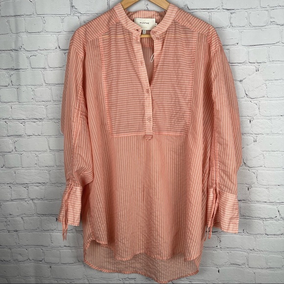 MUNTHE Melia oversized striped tunic blouse top pink stripes lagenlook, size 36 - Picture 2 of 15